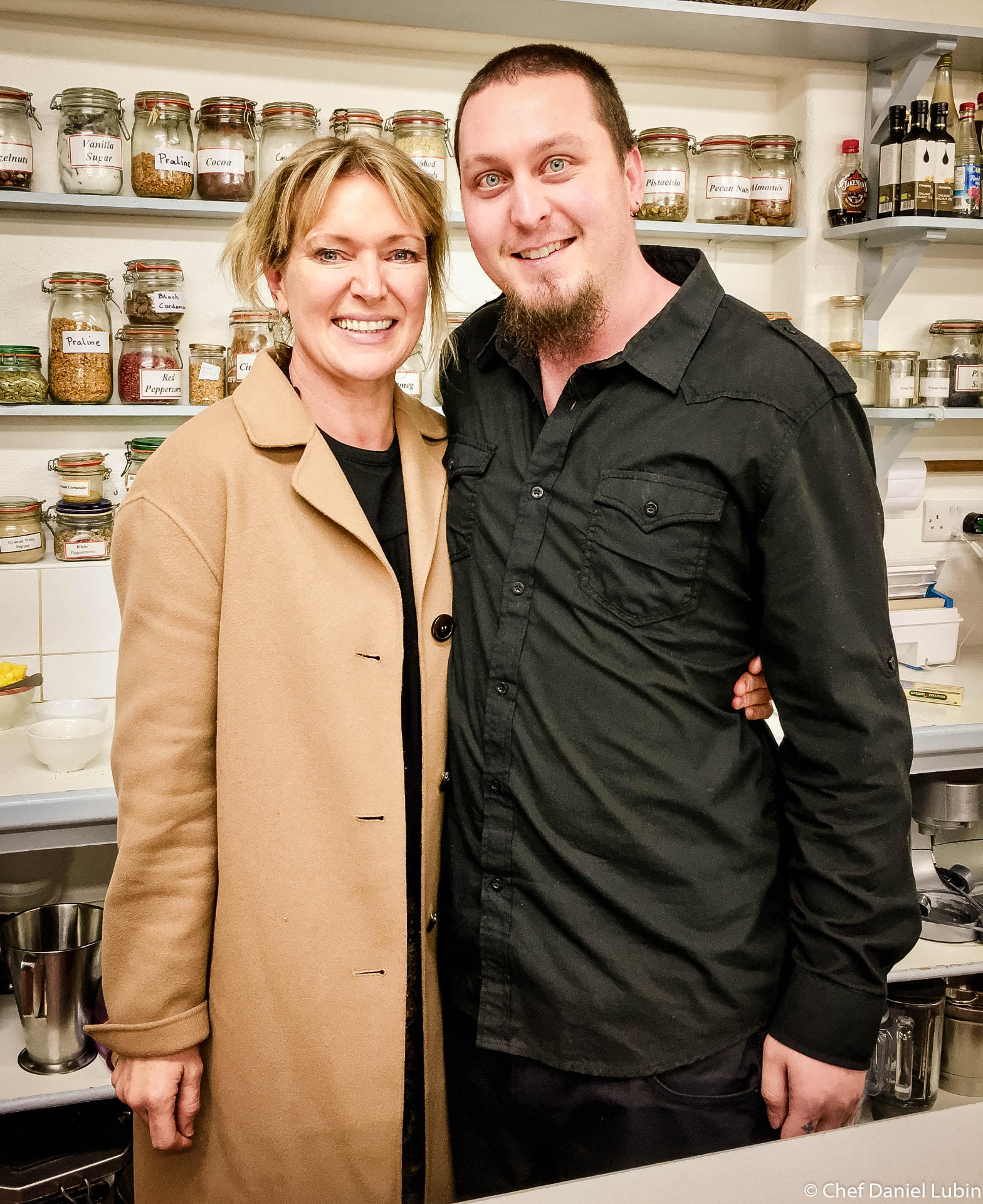 Chef Daniel Lubin with Rachel Allen in the Ballymaloe Cookery School kitchen